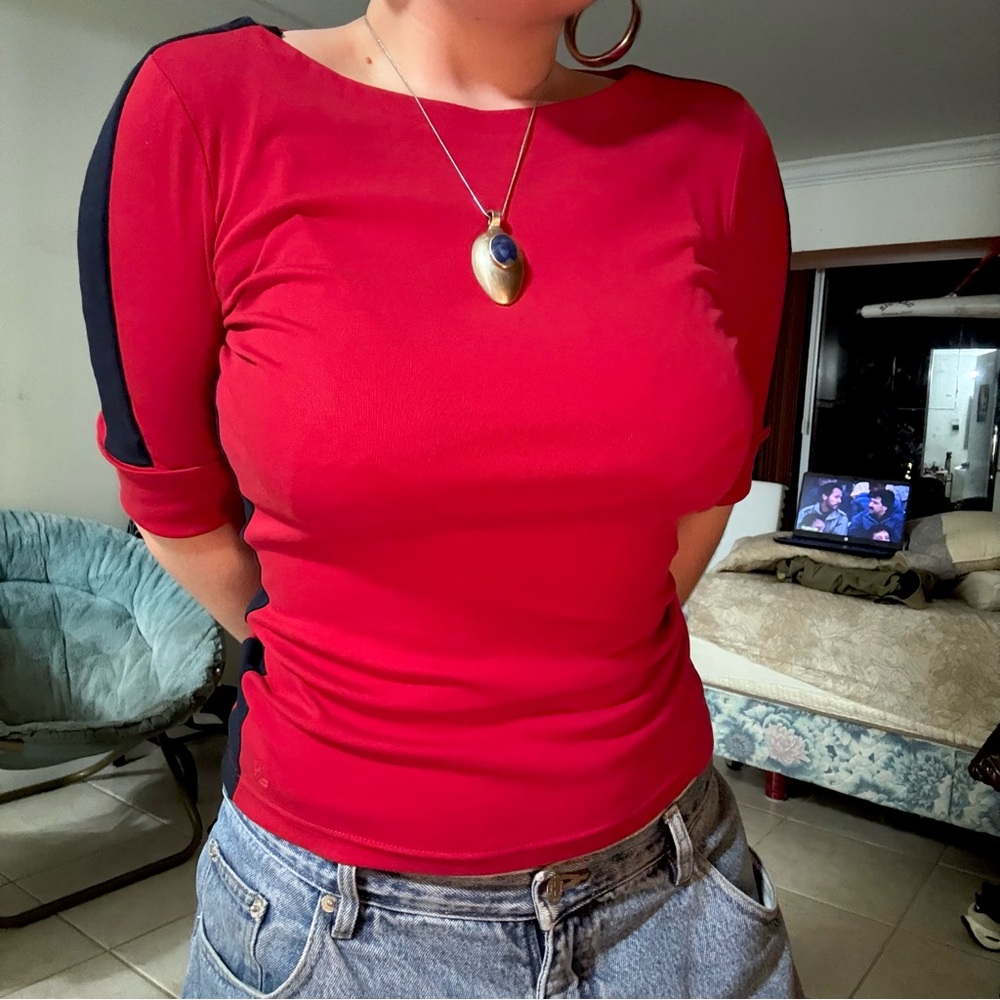 Ralph Lauren Red and Black Blouse